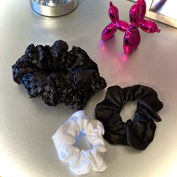 NWOT 6" XL Jumbo Scrunchie Velvet Houndstooth Bundle Thick Hair - Picture 2 of 6